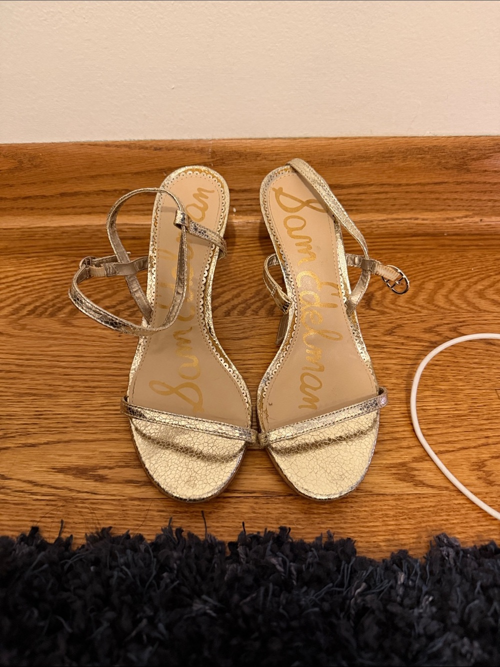 Sam Edelman Metallic Gold Ankle-Strap Heels